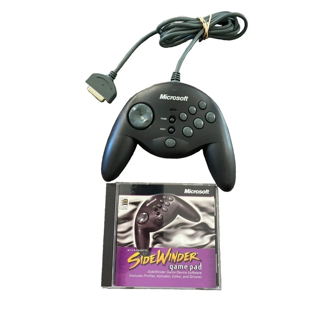 Microsoft SideWinder Game Pad Vintage PC USB Controller w/ Disc Software EUC